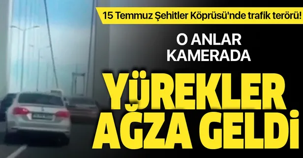 15 Temmuz Şehitler Köprüsü'nde trafik terörü! Peş peşe makaslar attı