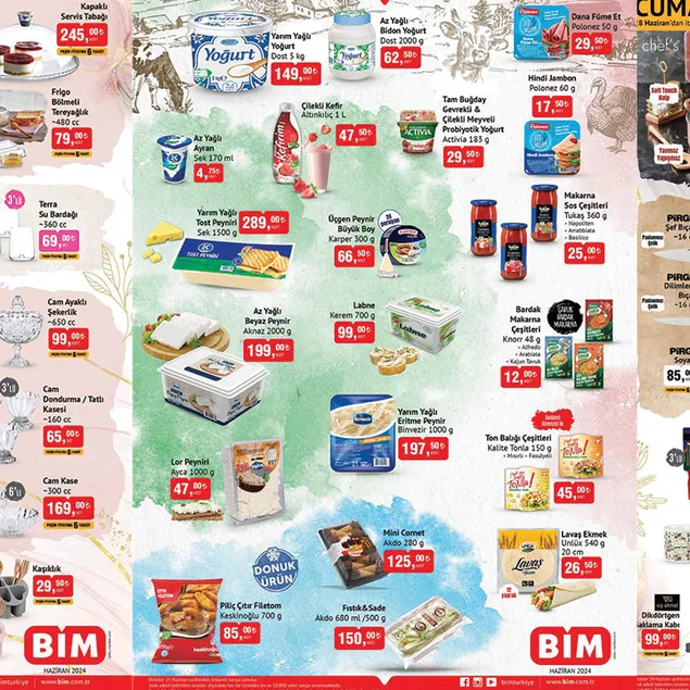 BİM aktüel ürünler 24-28 Haziran 2024! 2 KG beyaz peynir 199 TL, 2 KG 62.50 TL, 3 L limonata 37.50 TL...