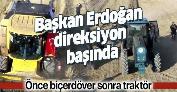 Başkan Erdoğan biçerdöverde buğday hasadı yaptı