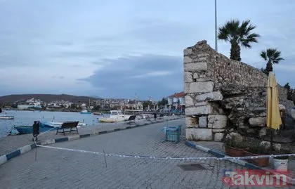 İzmir Depremi sonrası oluşan tsunaminin vurduğu Sığacık’taki 500 yıllık Osmanlı kalesi zarar gördü