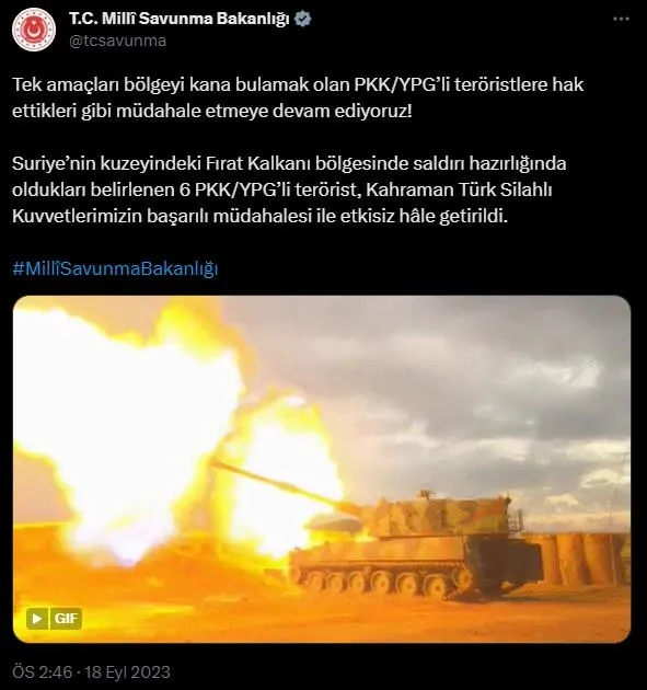 MSB açıkladı: Saldırı hazırlığındaki 6 PKK/YPG’li terörist etkisiz hale getirildi-1