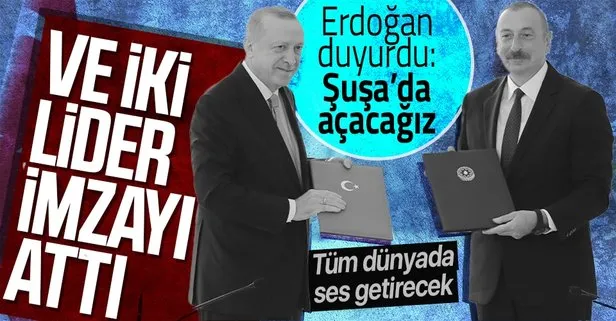 Başkan Erdoğan ile Aliyev'den Şuşa'da önemli açıklamalar