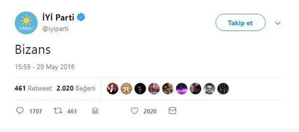 Fetih kutlanırken, İP'in sosyal medya hesabından 'Bizans' paylaşımı ortalığı karıştırdı-1