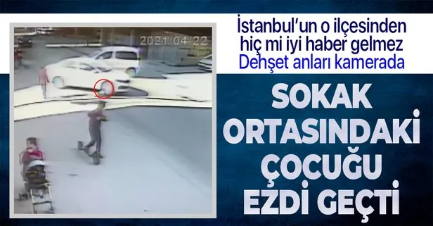 İstanbul Esenyurt’ta ayakkabısını bağlayan çocuğu otomobil ezdi! İşte o anlar