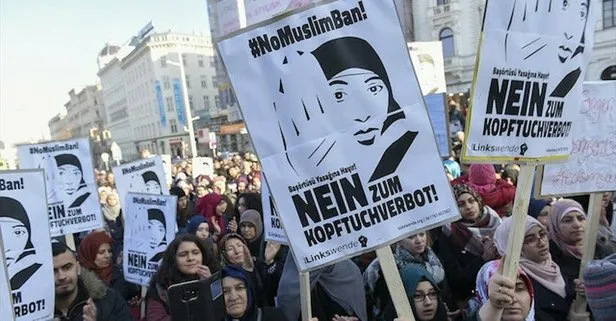 Brüksel'de başörtüsü yasağı protestosu edildi