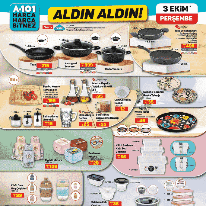 A101 Mutfak & Ev Gereçleri İndirimi! 1-4 Ekim Aktüel Kataloğu Yayımlandı
