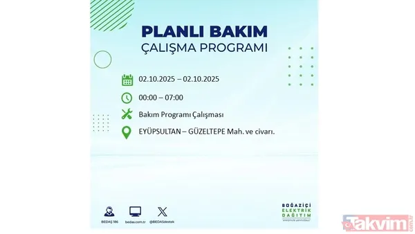🔵2 Ekim 2025 Perşembe Günü İstanbul'da Elektrik Kesintisi Yaşanacak İlçeler