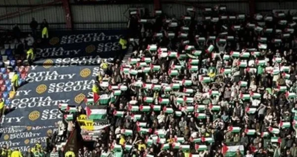 1698263341906.jpeg Celtic kulübü izin vermedi taraftar yasak dinlemedi! Atletico Madrid maçında Filistin bayraklı koreografi-7