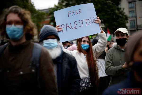 SON DAKİKA: Filistinlilerin katledilmesi protesto ediliyor! Binler Londra'da İsrail Büyükelçiliği'ne yürüyor - 4
