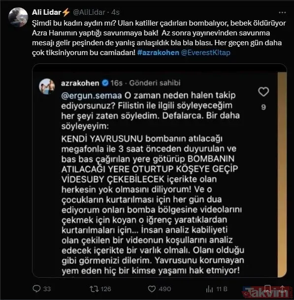 "Filistinliler çocuklarını bilerek bombalatıyor" diyen Azra Kohen yine İsrail'i akladı! Aileden gelen soykırım şakşakçılığı ve Yahudi bağları - 24