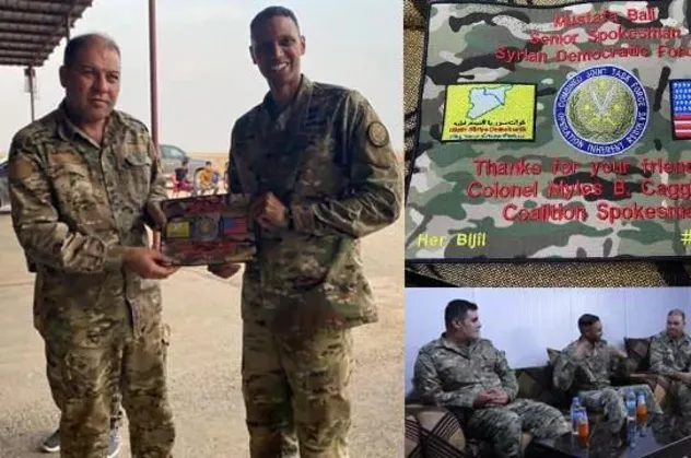 İşte kirli işbirliğinin karesi: Terör örgütü YPG'den ABD'li komutana "dostluk plaketi"