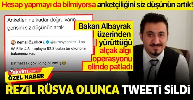 Anketçi Kemal Özkiraz, Hazine ve Maliye Bakanı Berat Albayrak üzerinden algı operasyonu yapmaya kalktı, rezil oldu!