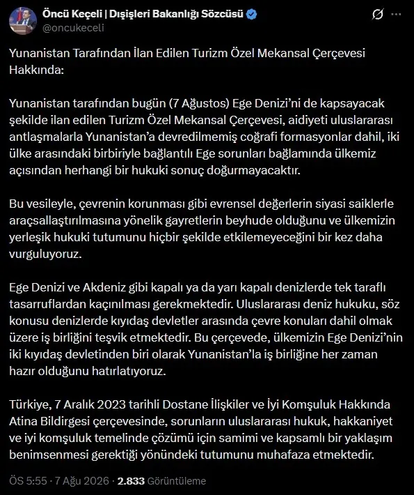 disislerinden-yunanistana-ege-yaniti-1786117618429.jpeg Dışişleri'nden Yunanistan'a Ege yanıtı: Atılan tek taraflı adım Türkiye için hükümsüzdür-3