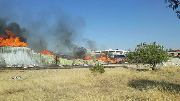 Son dakika: İzmir'de palet fabrikasında büyük yangın!-1