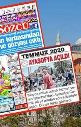 SÖZCÜ, Ayasofya'nın ibadete açılmasını "felaket" olarak gördü! Başkan Erdoğan: Para verip bu gazeteyi almayın