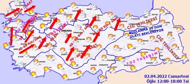 Toz taşınımı ve fırtınaya dikkat! Meteoroloji uyardı: Çamur şeklinde yağabilir! (2 Nisan hava durumu)-3