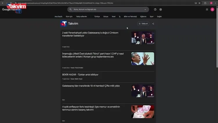 Google Haberler’de Takvim’i takip edin