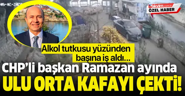 Alkol tutkunu CHP'li Amasra Belediye Başkanı Recai Çakır, Ramazanda da ulu orta kafayı çekince başına iş aldı