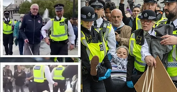 Londra’da Filistin eylemi: Yüzlerce kişi gözaltına alındı! Görme engelli protestocu ve köpeğin götürülmesine tepki yağdı