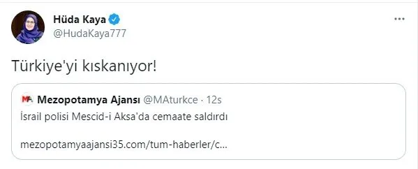 SON DAKİKA: HDP İstanbul Milletvekili Hüda Kaya İsrail'in Filistin'e  düzenlediği saldırı üzerinden Türkiye'ye hakaret etti - Takvim