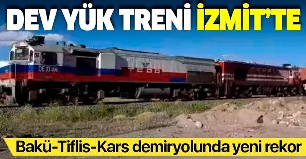 Bakü - Tiflis - Kars demiryolunda yeni rekor: Çin’den gelen dev yük treni İzmit’te