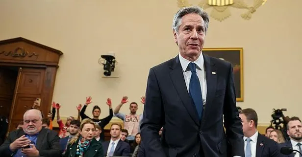 ABD Dışişleri Bakanı Antony Blinken neye uğradığını şaşırdı! Kongre'de şok protesto: "Soykırım bakanı, kanlı Blinken"