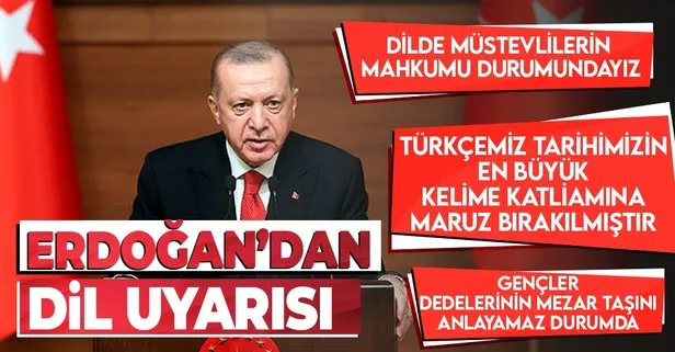 Son dakika: Başkan Erdoğan’dan Cumhurbaşkanlığı Külliyesi’nde dil mesajı: Türkçemiz tarihinin en büyük kelime katliamına maruz bırakılmıştır