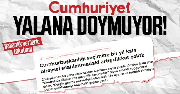 İçişleri Bakanlığı'ndan Cumhuriyet Gazetesi'nde çıkan bireysel silahlanma iddialarına ilişkin açıklama