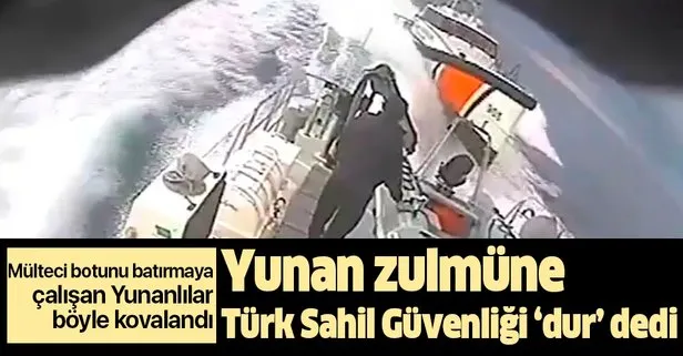Türk Sahil Güvenliği, mülteci botunu batırmaya çalışan Yunan botunu kovaladı!