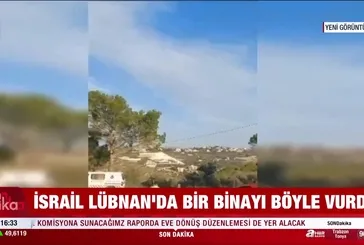 İsrail Lübnan'da bir binayı böyle vurdu | VİDEO