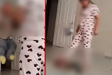 İstanbul'da kan donduran olay! Bakıcı küçük çocuğu yerlerde tekmeledi! O anlar anbean kamerada