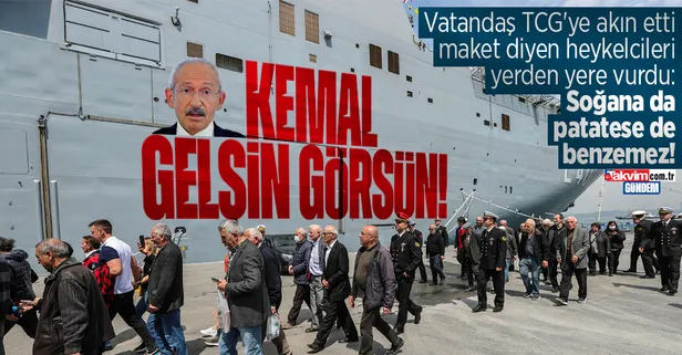 TCG Anadolu'yu ziyaret eden vatandaşlardan savunma sanayi projelerine "maket" diyen muhalefete sert tepki: "Kemal gelsin görsün soğana da patatese de benzemez"