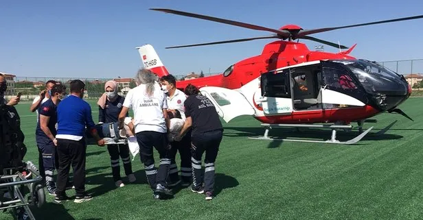 Kalp krizi geçiren kişi hava ambulansıyla hastaneye kaldırıldı
