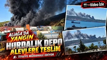 Aliağa'daki hurdalık depoda yangın çıktı