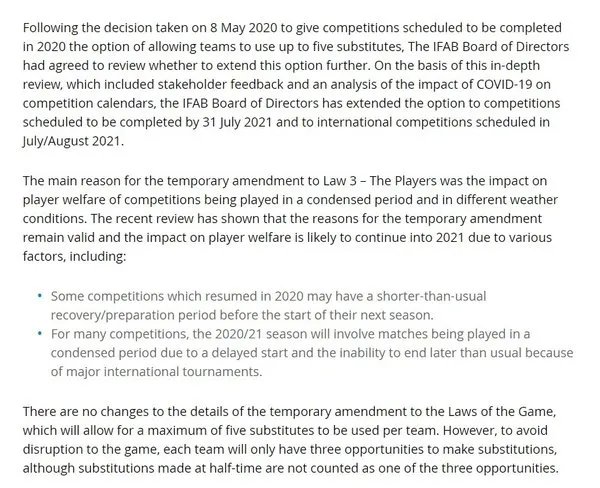 FIFA'dan son dakika açıklaması | 5 oyuncu değişikliği hakkında flaş karar-5