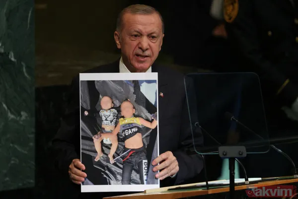Başkan Erdoğan BM kürsüsünden karelerle gösterdi... Bebek katili Yunanistan - 8