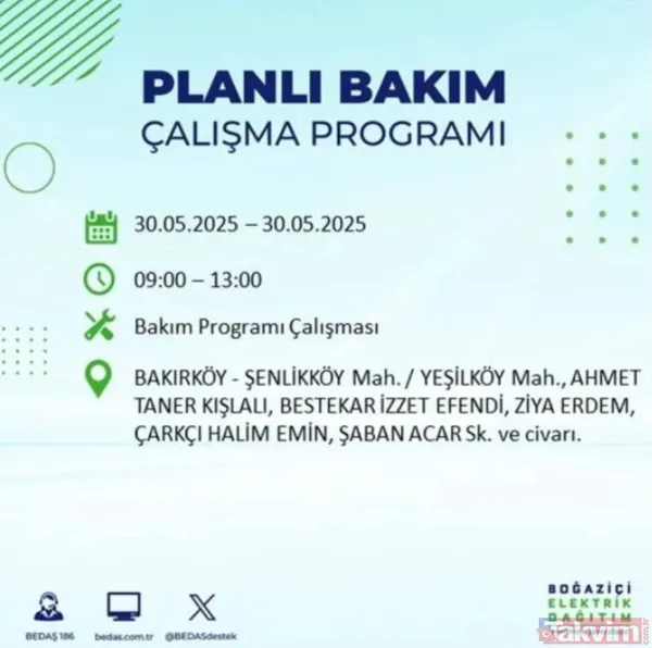 Bedaş | 30 Mayıs İstanbul Elektrik Kesintisi