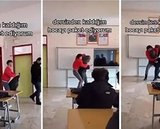 Öğretmenin başına poşet geçirdi