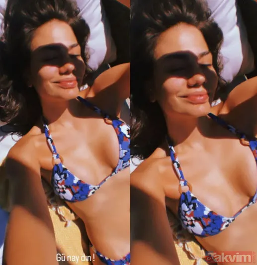Demet Özdemir mavi minik bikinisiyle paylaştı ortalık cayır cayır yandı! Sevgiliden ayrı güneşin tadına varıyor 'fıstık ölmeyiz inşallah' - 5
