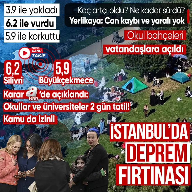 CANLI | İstanbul’da deprem fırtınası! Eğitime 2 gün ara: Okul bahçeleri vatandaşlara açıldı