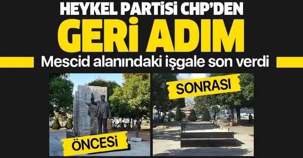 CHP'li İBB'den geri adım! Mescid alanını heykel ile işgal etmişlerdi