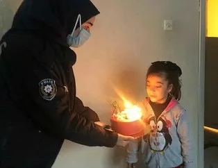 Küçük kızın doğum gününü polis ekipleri kutladı