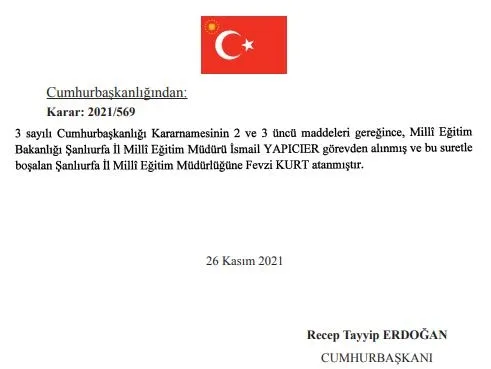 Başkan Erdoğan'ın atama kararları Resmi Gazete'de!-13