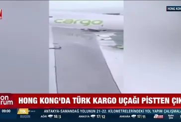 Kargo uçağı Hong Kong'a inişi sırasında pistten çıktı