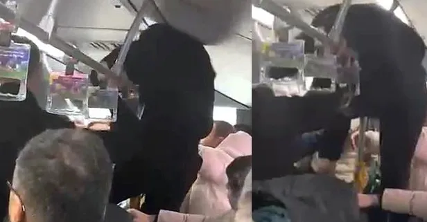 Metrobüste yok böyle kavga! Aracın tutunma demirine tırmanıp yumruk attı: Sebebi ise...