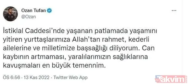 İstiklal Caddesi'nde hain terör saldırısı sonrası Türkiye tek yürek! Spor camiasından geçmiş olsun mesajları... - 18