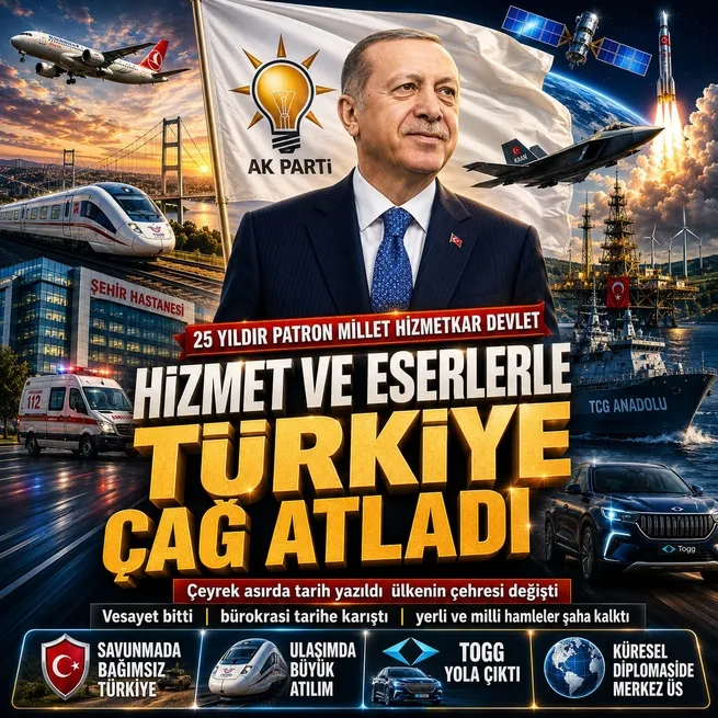 AK Partinin 25 yıllık iktidarında Türkiye hizmet ve eserlerle çağ atladı: Ulaşımdan savunmaya, sağlıktan enerjiye büyük dönüşüm