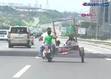 Gören inanamadı! TEM'de tehlikeli yolculuk...