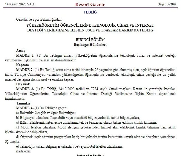 Öğrencilere müjde! Resmi Gazete'de yayımlandı: Vergisiz telefon ve bilgisayar için başvuru şartları belli oldu-2