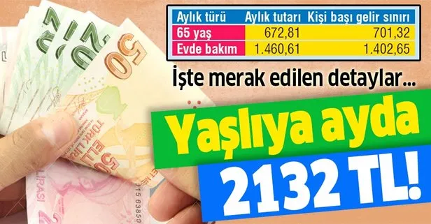 Yaşlıya ayda 2.132 TL